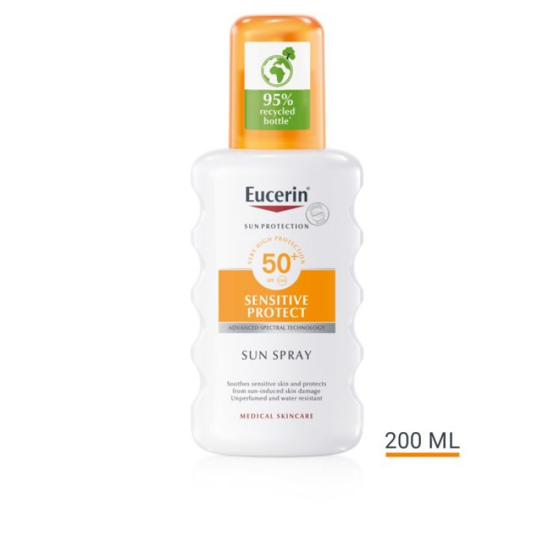 Еucerin Sun Sensitive Protect Spf50+ 200ml Слънцезащитен спрей за тяло