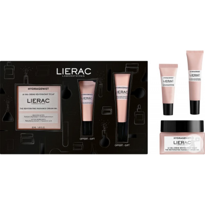 Lierac Hydragenist Gift Set Лирак Хидраженист Подаръчен Комплект ,,Lierac Hydragenist Рехидратиращ озаряващ серум 15 мл + Lierac Hydragenist Рехидратиращ озаряващ гел-крем 50 мл + Lierac Hydragenist Рехидратиращ Околоочен гел 7,5 мл ''