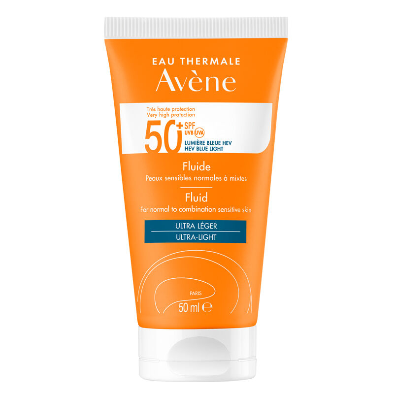 Avene Fluide Spf 50+ 50ml Авен Слънцезащитен флуид за лице за нормална към комбинирана чувствителна кожа