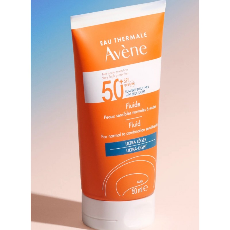 Avene Fluide Spf 50+ 50ml Авен Слънцезащитен флуид за лице за нормална към комбинирана чувствителна кожа